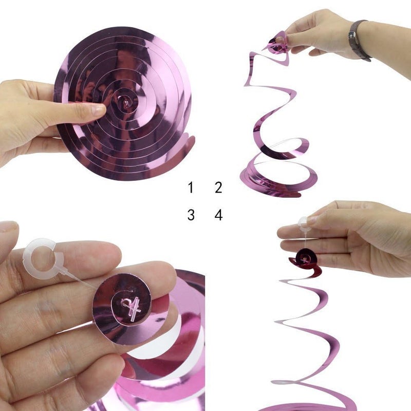 زويو زينة حفلات زويو الحلزونية، زينة حلزونية معلقة على السقف من رقائق معدنية زرقاء وبرتقالية، زينة حلزونية لحفلات أعياد الميلاد والزفاف والذكرى السنوية والتخرج، عبوة من 20 قطعة - Image 3